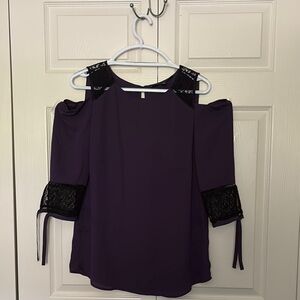 White House Black Market Purple Cut-Out Blouse